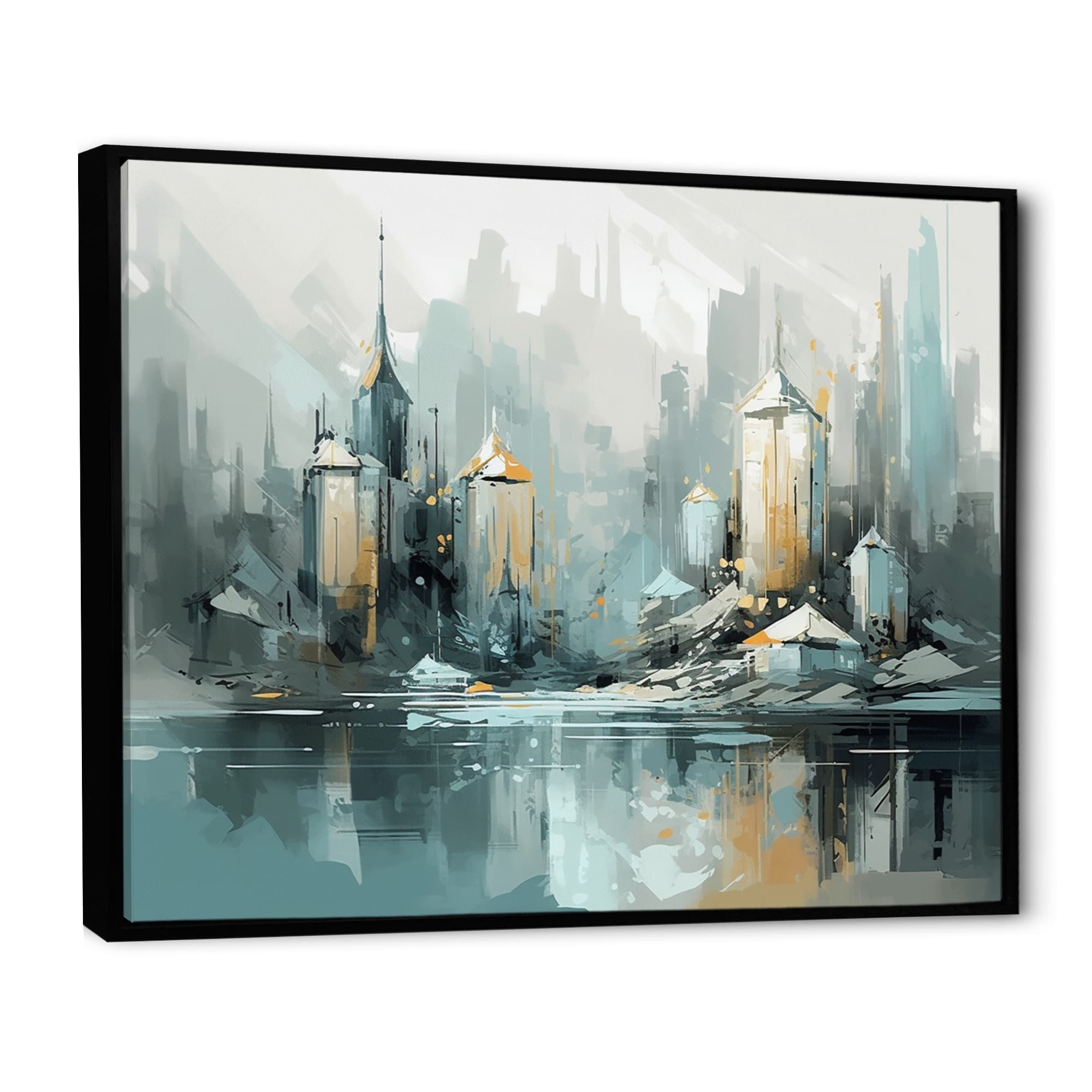 Designart "Green And Yellow Modernist Cityscapes Iii" City Art Deco